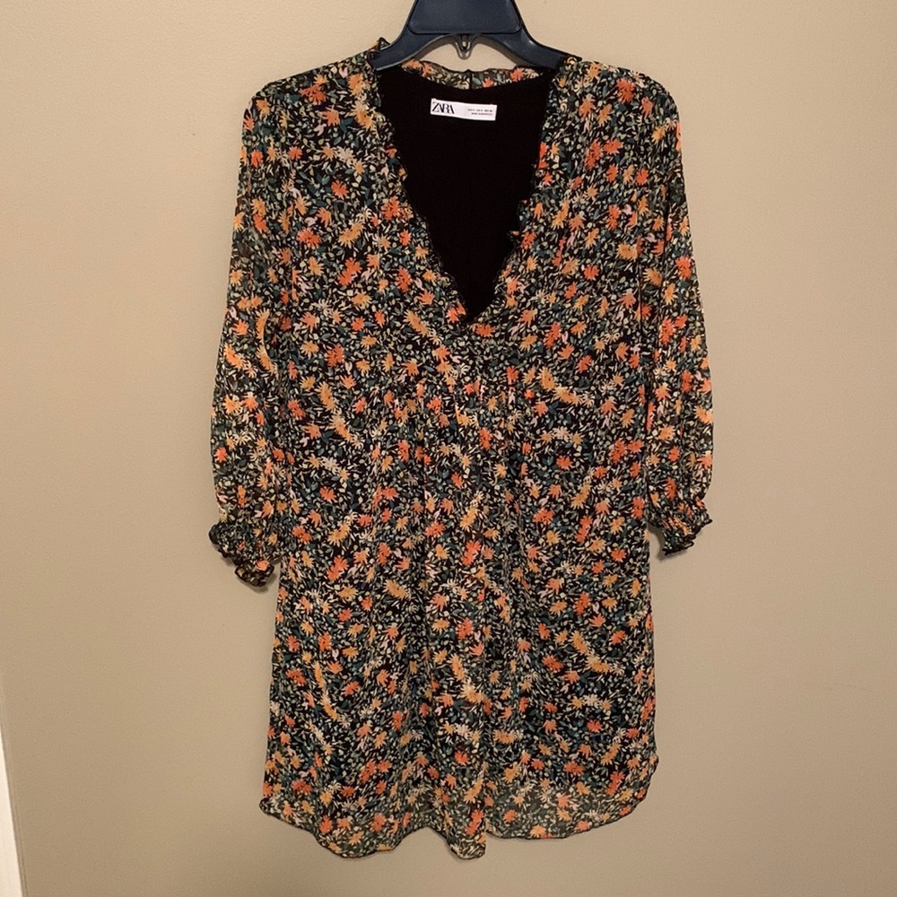Zara floral babydoll dress. Size small